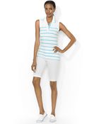 Lauren by Ralph Lauren Striped Sleeveless Polo Shirt - Lyst