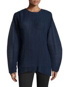 Stella McCartney Plisse-Chiffon Long-Sleeve Blouse - Lyst