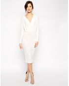 Asos Plunge Dress In Crepe With Folded Bodice - Lyst