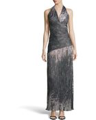 Halston Heritage Halter Printed Voile Gown - Lyst