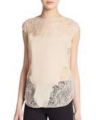 Haute Hippie Lace Inset Blouse - Lyst