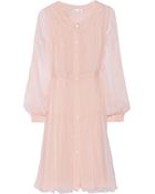 Oscar de la Renta Crinkled Silkchiffon Dress - Lyst