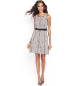 Spense Petite Sleeveless Spacedye Fit Flare Dress - Lyst