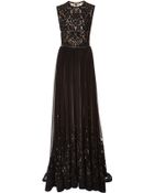 Elie Saab Embroidered Black Silk Georgette Gown - Lyst