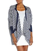 Splendid Navy & White Stripe Drape Front Knit Cardigan - Lyst