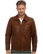 Vince Camuto Soft CowSkin Shirt Collar Jacket - Lyst