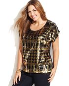 Michael Kors Michael Plus Size Printed Sequined Top - Lyst