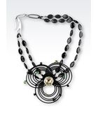 Giorgio Armani Necklace In Black Agate And Crystals - Lyst