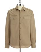 Kenneth Cole Solid Military Sport Shirt - Lyst