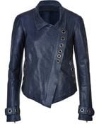 Donna Karan New York Leather Asymmetric Jacket - Lyst