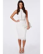 Missguided Jay Lace Panel Midi Dress White - Lyst
