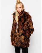 Monki Faux Fur Coat - Lyst