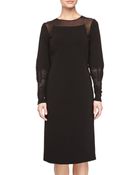 Philosophy di Alberta Ferretti Long-Sleeve Knit/Mesh Combo Dress - Lyst