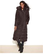 DKNY Faux Fur Trim Hooded Maxi Down Coat - Lyst
