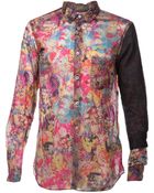 Comme Des Garçons Contrast Solid Sleeve Shirt - Lyst