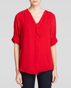 Calvin Klein Ruffle Front Blouse - Lyst