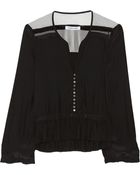 Elizabeth And James Marion Ruffled Satin Blouse - Lyst