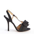 Badgley Mischka Black Fabric 'Lanah' Rosette Heeled Sandals - Lyst