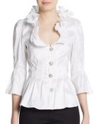 Chetta B Ruffle Collar Stain Blouse - Lyst