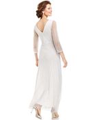 Pisarro Nights Threequartersleeve Illusion Beaded Gown - Lyst