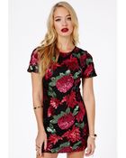Missguided Giraja Sequin Rose Embellished Shift Dress - Lyst