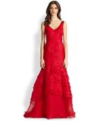 Theia Layered Silk Organza Gown - Lyst