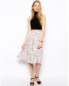 Asos Midi Skirt In Heart Print With Pockets - Lyst