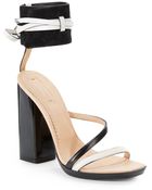 Reed Krakoff Suede & Leather Ankle Strap Sandals - Lyst