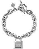 Michael Kors Silver-Tone Padlock Bracelet - Lyst