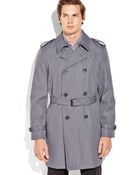 Kenneth Cole Grey Double-Breasted Trench Coat - Lyst