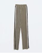 Zara Printed Trousers With Side Bands - Lyst