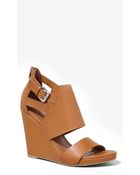 Express Covered Vamp Zip Back Wedge Sandal - Lyst