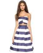 Nicholas Navy Stripe Silk Bonded Crop Top - Navy White Stripe - Lyst