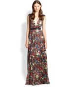 Alice + Olivia Triss Leather-Trim Maxi Dress - Lyst