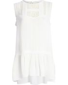 River Island Cream Embroidered Lace Yoke Tunic - Lyst