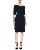 Alexander McQueen 3/4-Sleeve Dress With Vd Neck & Bubble Skirt - Lyst