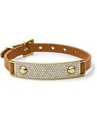 Michael Kors Pave Plaque Leather Bracelet - Lyst