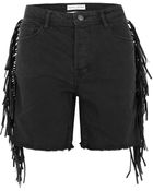 Each X Other Shaman Leather Fringe Denim Shorts - Lyst