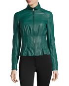 ESCADA Short Mock-Neck Leather Jacket - Lyst