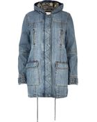 River Island Light Wash Denim Parka Jacket - Lyst