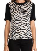 Rebecca Taylor Tiger Print Jersey Combo Top - Lyst