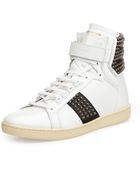 Saint Laurent Studded Leather High-Top Sneaker - Lyst