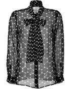 Steffen Schraut Silk Miami Dotted Tie Neck Blouse - Lyst