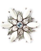 Lanvin Crystal Embellished Floral Brooch - Lyst