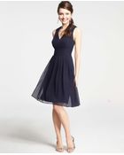 Ann Taylor Petite Silk Georgette Pleat Tank Dress - Lyst