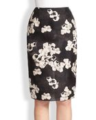 Giambattista Valli Pansy Print Silk Pencil Skirt - Lyst