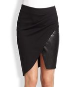 Halston Heritage Ponte Leather Pencil Skirt - Lyst