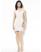 Lauren by Ralph Lauren Cap-Sleeved Lace Dress - Lyst