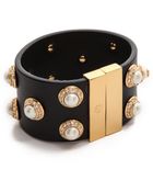 Tory Burch Natalie Leather Bracelet - Ivory/Black/Shiny Brass - Lyst