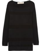 Lela Rose Striped Wool And Silk-Blend Sweater - Lyst